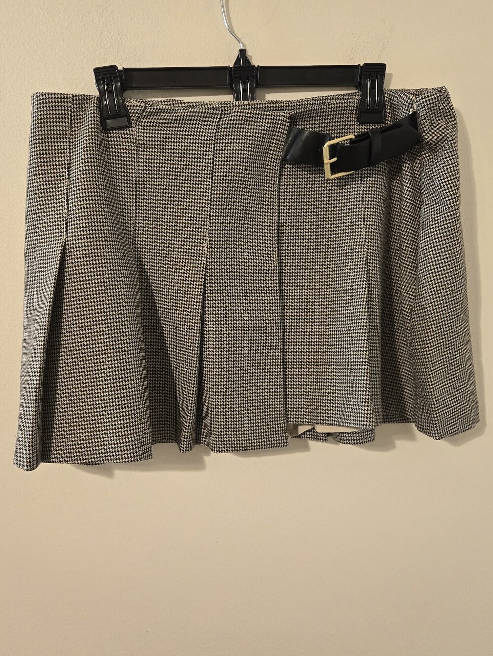 Abercrombie & Fitch Hardware Pleated Wrap Mini Skort Houndstooth Size L - Picture 5 of 10